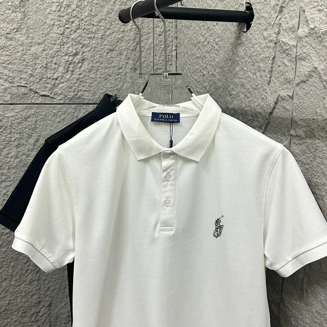 🅿️180 Ralph Lauren POLO 2025 spring and summer new style, simple classic logo small embroidery pique fabric, short-sleeved polo, same style for men and women Size: M L XL 2XL 3XL Color: black white